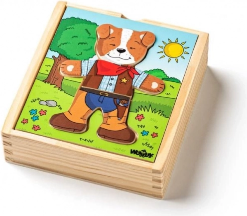 Dřevěné oblékací puzzle pejsek