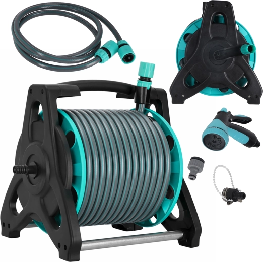 Zahradní hadice na navijáku 30 m se stojanem a postřikovačem