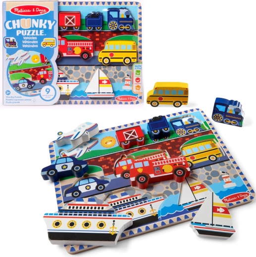 Dřevěné vkládací puzzle vozidla Melissa & Doug