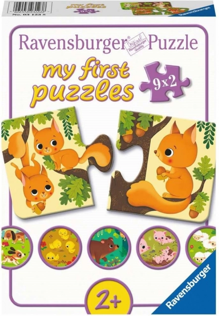RAVENSBURGER Moje první puzzle – zvířátka a mláďátka, 9×2 dílků