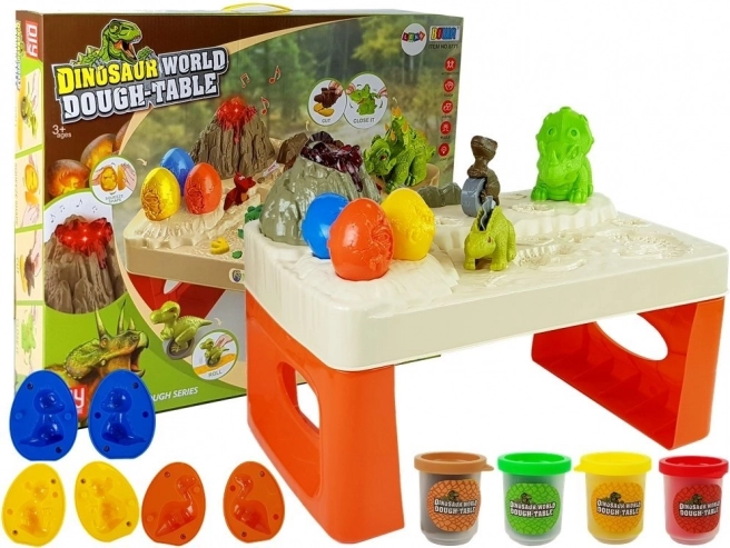 Dinosauří hrací stůl s modelovací hmotou a svítící lávou