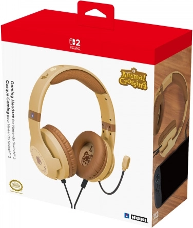 Herní headset HORI pro Nintendo Switch 2 Animal Crossing Wood Brown