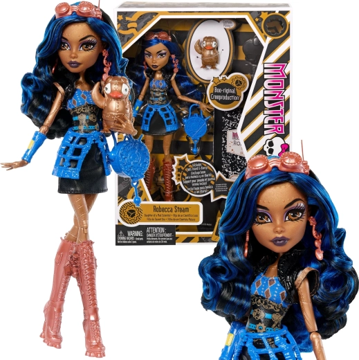 Monster High panenka Robecca Steam 26 cm Creeproduction s doplňky a mazlíčkem Captain Penny