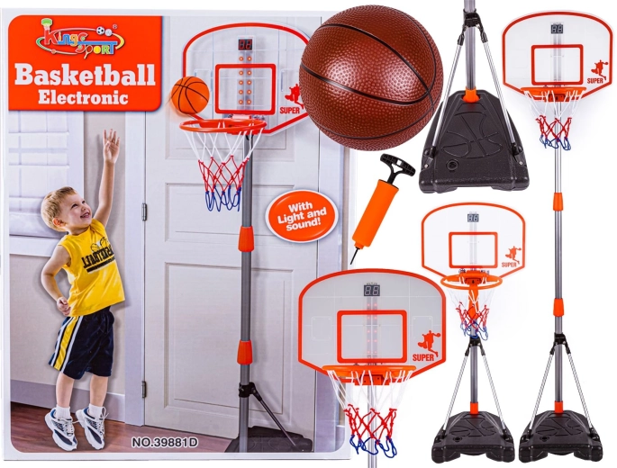 Dětský basketbalový koš s elektronickým počítadlem a nastavitelnou výškou