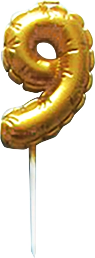 Dortová svíčka číslice 9 zlatá zapichovací 6 cm
