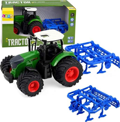 Zemědělský traktor s kypřičem 1:24 zelený