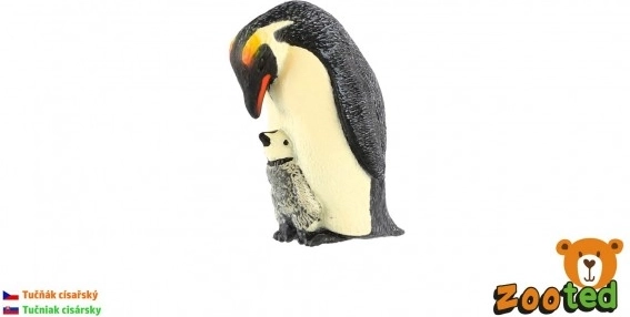 Figurka tučňáka císařského s mládětem, plast, 6 cm