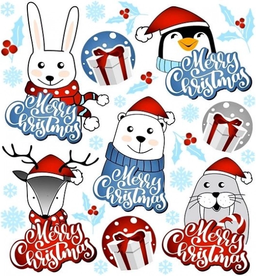 Vánoční nažehlovačky zvířátka na malém archu