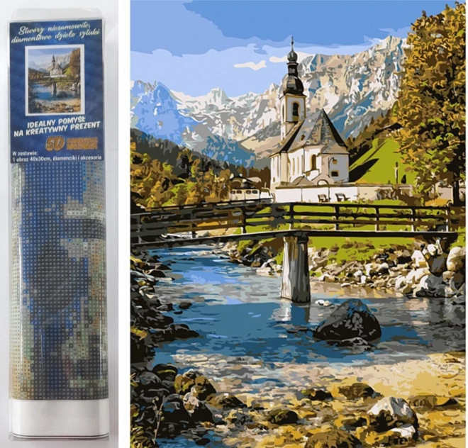 Diamantové malování – Kostel v Ramsau 30 × 40 cm