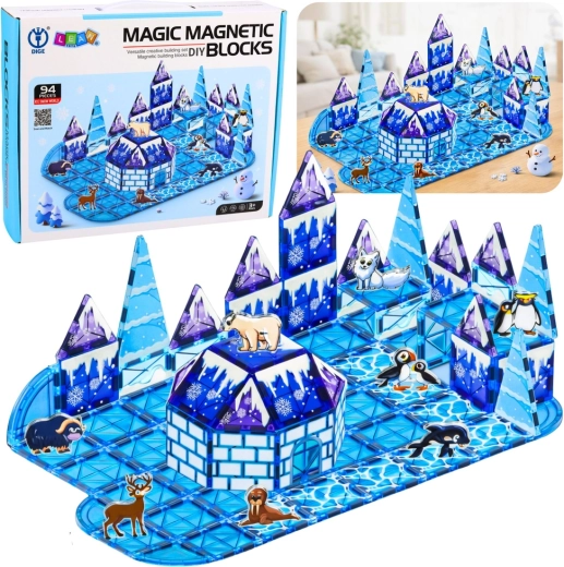 Magnetické stavebnice Ledová říše se zvířátky, 94 dílků