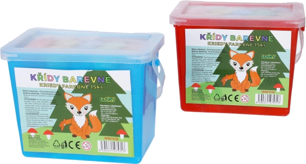 Barevné chodníkové křídy v kyblíku – 15 ks