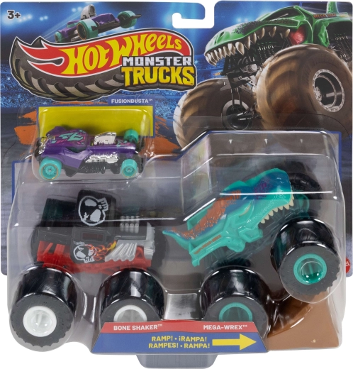 Mattel Hot Wheels monster trucks sada 2 monster trucků s rampou a autíčkem Hot Wheels