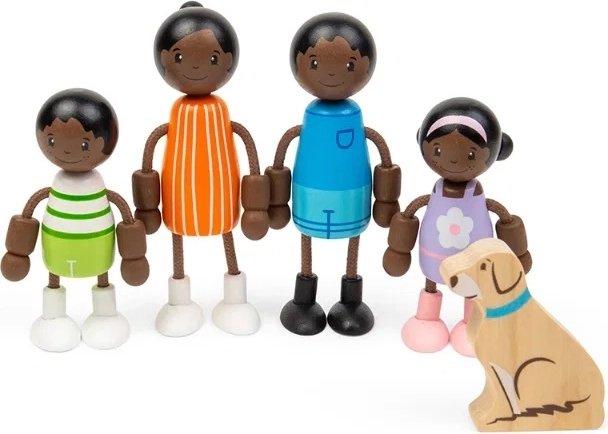 Tidlo dřevěné panenky do domečku – africká rodina