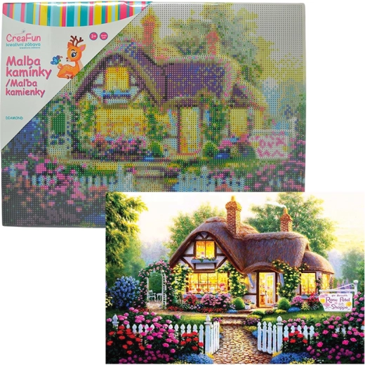 Diamantové malování květinová chaloupka 30 × 40 cm