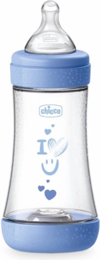 Kojenecká láhev CHICCO Perfect5, silikonová savička, 240 ml, modrá
