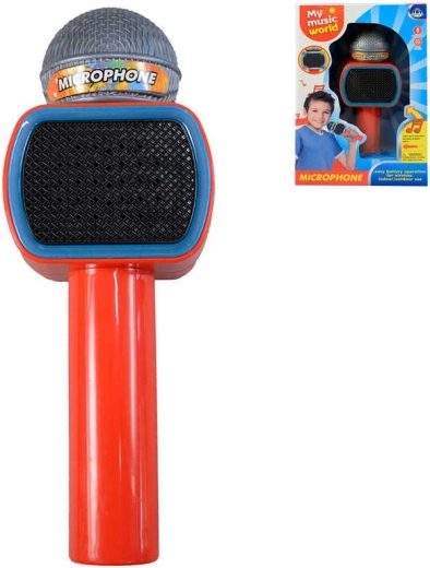 Dětský karaoke mikrofon s LED světlem na baterie červený - 1 kus