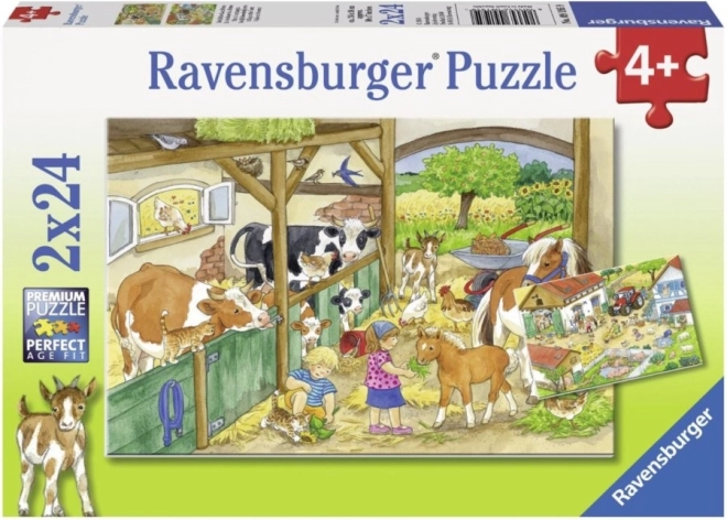 Puzzle den na farmě 2x24 dílků