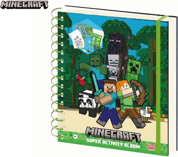 Minecraft super aktivní album A4 se samolepkami a omalovánkami