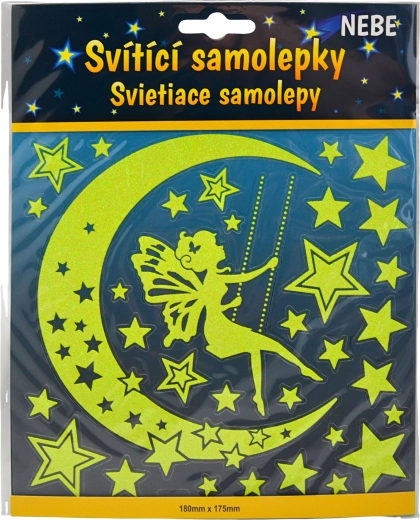 Svítící samolepky hvězdy a měsíc s vílou