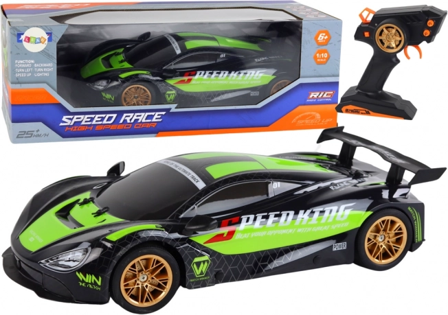Rc sportovní auto 1:10 zeleno‑černé s LED a 2,4 GHz