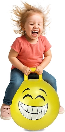 Skákací míč HoppyDoo Smile žlutý 45 cm s pumpičkou