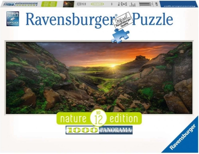 Panoramatické puzzle 1000 dílků Islandský západ slunce