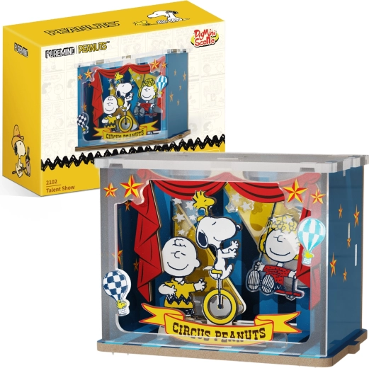 Puremind dřevěné 3D puzzle Snoopy PEANUTS – cirkusová scéna Talent Show