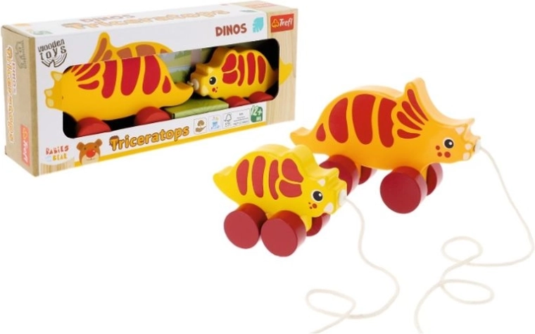 Trefl dřevěná tahací hračka dinosauři – Triceratops