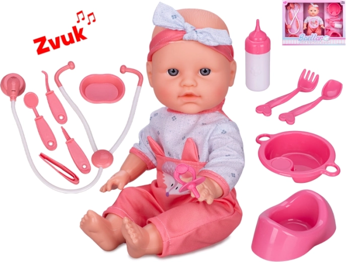 Interaktivní panenka miminko 30 cm s tvrdým tělem, čůrá a se zvuky