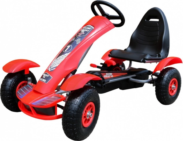 Gokart na pedály Racing XL pro děti 3 roky a více - červený