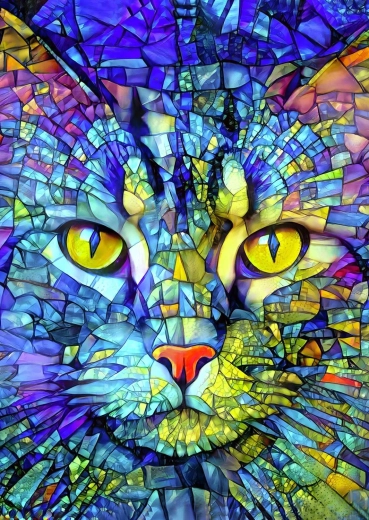 Enjoy puzzle Fiona, kočka z vitráže 1000 dílků
