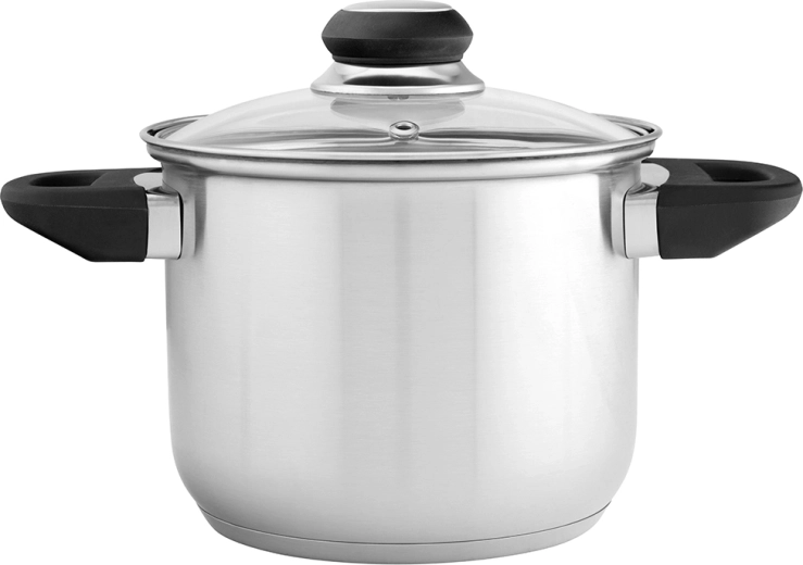 Altom Design Emilio nerezový vysoký hrnec 2,3 l se skleněnou poklicí, 16 cm