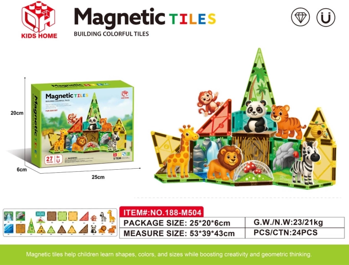 Magnetická stavebnice ZOO 27 dílků