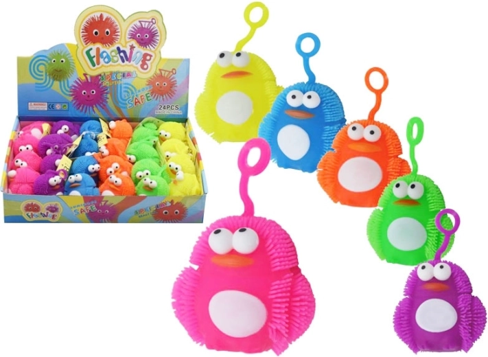 svítící antistresový tučňák 7 cm, natahovací, mix barev