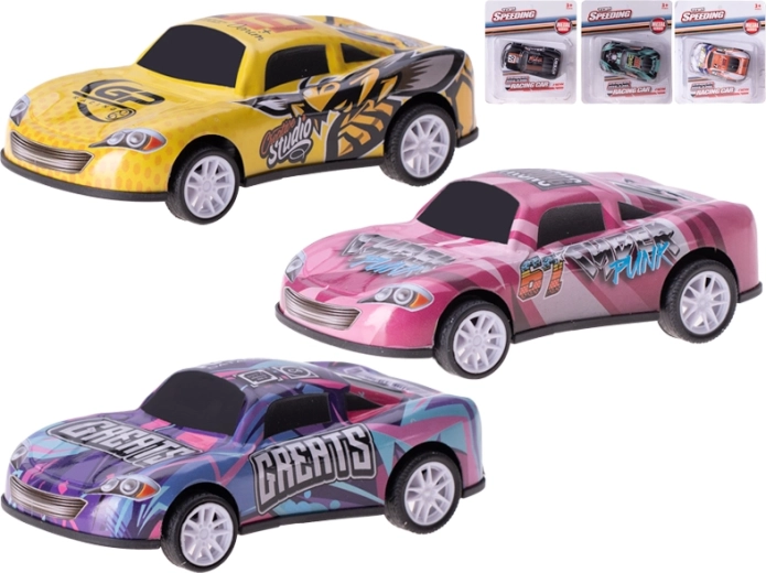 Kovové závodní autíčko s pohonem na zpětné natažení 10 cm