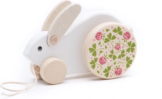 Velký bílý dřevěný tahací králík Bajo