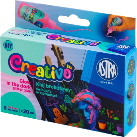 Svítící gelové barvy do tmy pro výrobu samolepek 5×20 ml ASTRA Creativo
