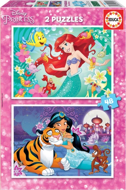 Puzzle Disney princezny Ariel a Jasmína 2×48 dílků