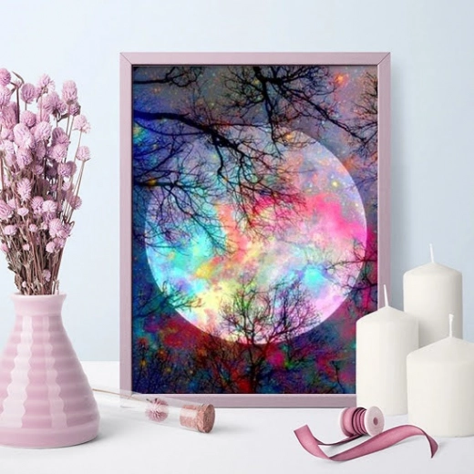 Sada na diamantové malování – noční měsíc 30 × 40 cm