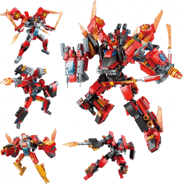 Qman Roaring Flame God General 4 v 1 stavebnice robotů 1201 dílků