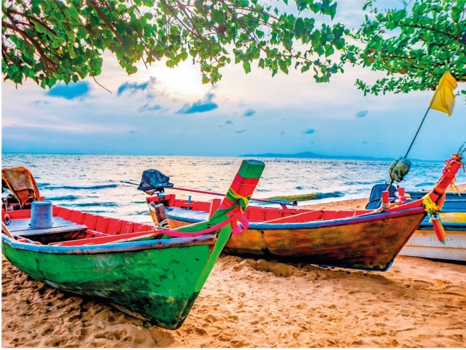 Puzzle barevné lodě na pláži 2000 dílků