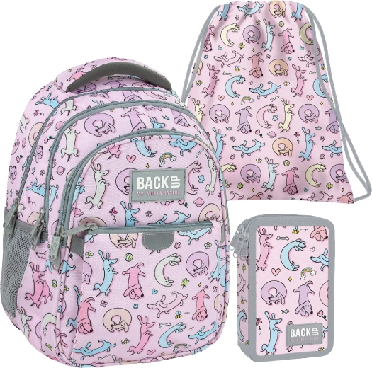 BackUP cute dogs školní set 3v1 – batoh, vybavený penál a vak