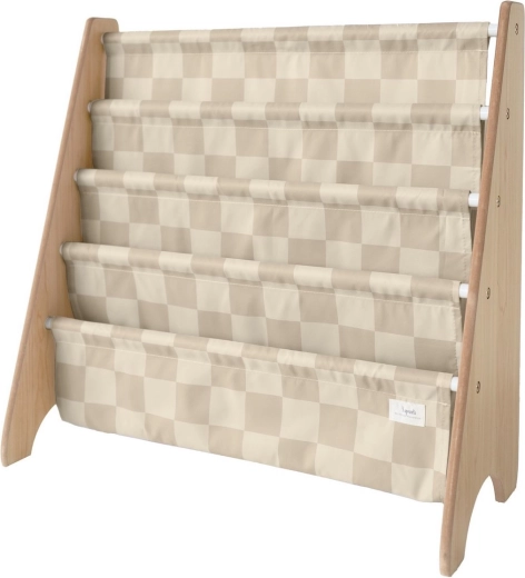 3 Sprouts stojan na knížky z recyklovaného polyesteru Checkerboard/Beige