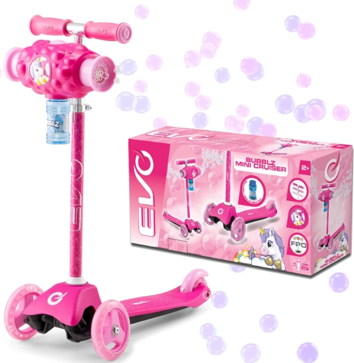 EVO Bubblz Mini Cruiser dětská tříkolová koloběžka s bublifukem růžová