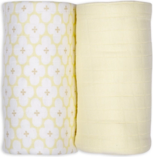 Lodger swaddler z organické bavlny matcha/butter, 2 ks, 110 × 110 cm