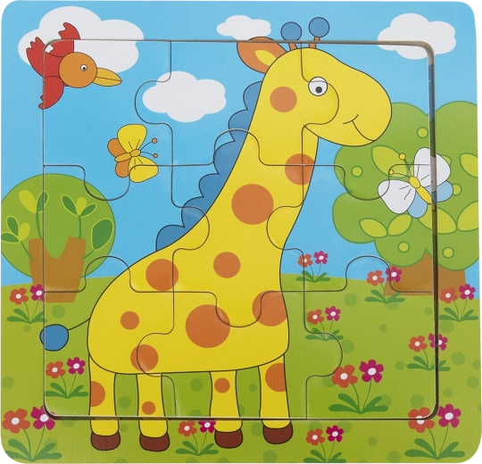 Babu edukativní dřevěné puzzle žirafa