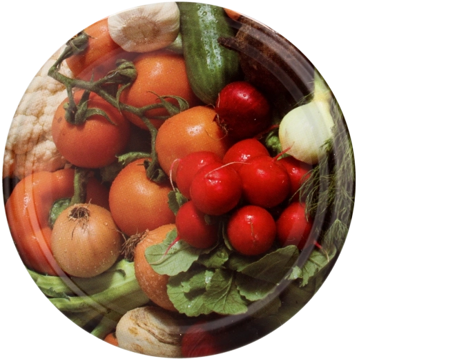 Sada víček na zavařování 66 mm s motivem zeleniny