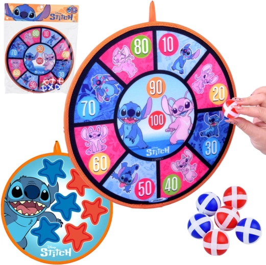 Oboustranný terč na suchý zip STITCH 36 cm + 6 míčků 4 cm