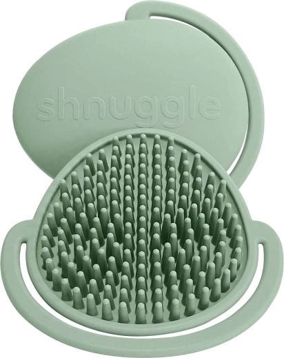 Shnuggle dětský silikonový kartáč na pokožku hlavy eucalyptus