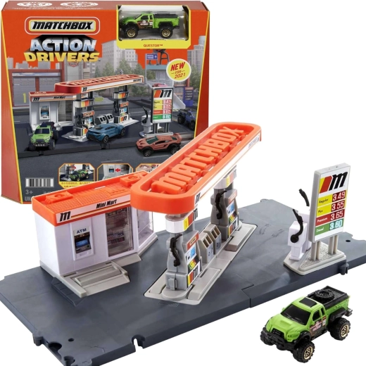 Matchbox Action Drivers čerpací stanice s autem Questor